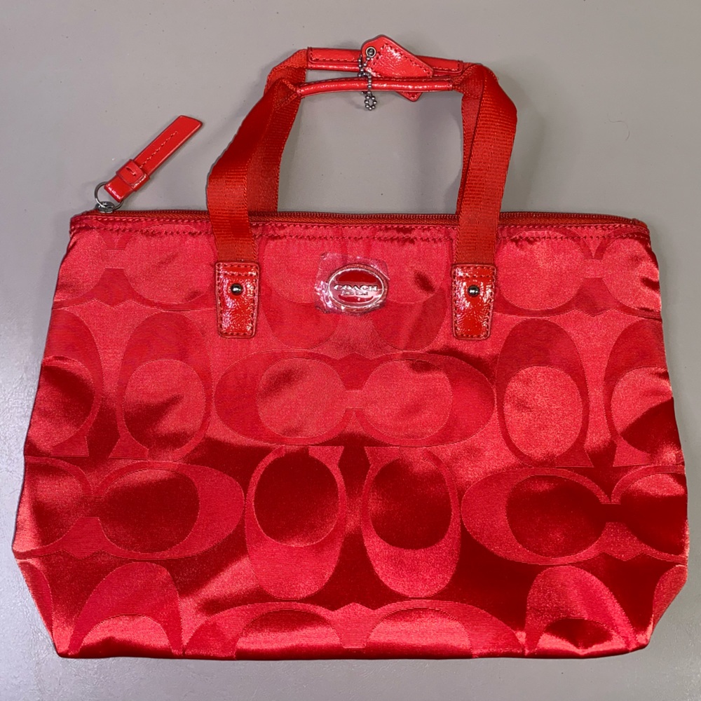 Coach red nylon travel tote bag NWOT